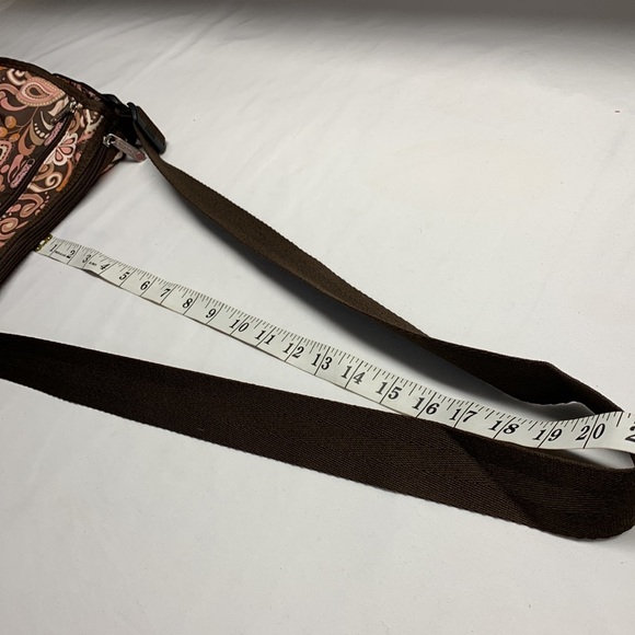Le Sport Sac Crossbody or Shoulder Bag Brown and Pink Paisley Print - Picture 6 of 11